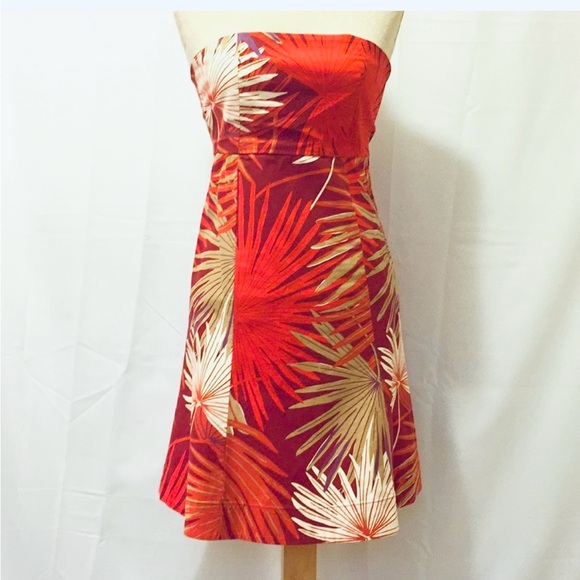 Vintage GAP Summer Strapless Dress with Leaf Print - Picture 5 of 6